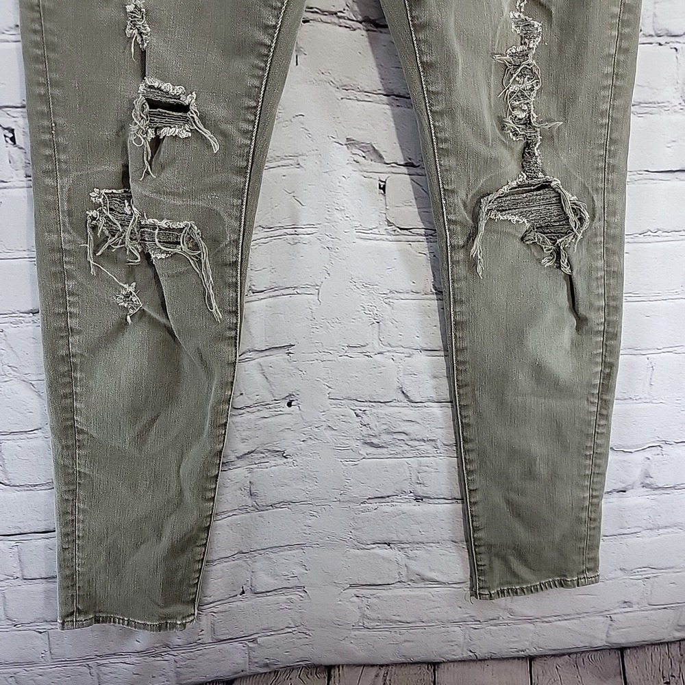 American Eagle Jeans Mens Sz 28X32 Gray Skinny Distressed Destroyed - Picture 2 of 14